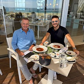 Lee with his father and fellow hypnotherapist, Glenn